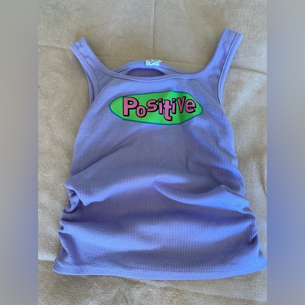 purple tang top with positive word on it from shein